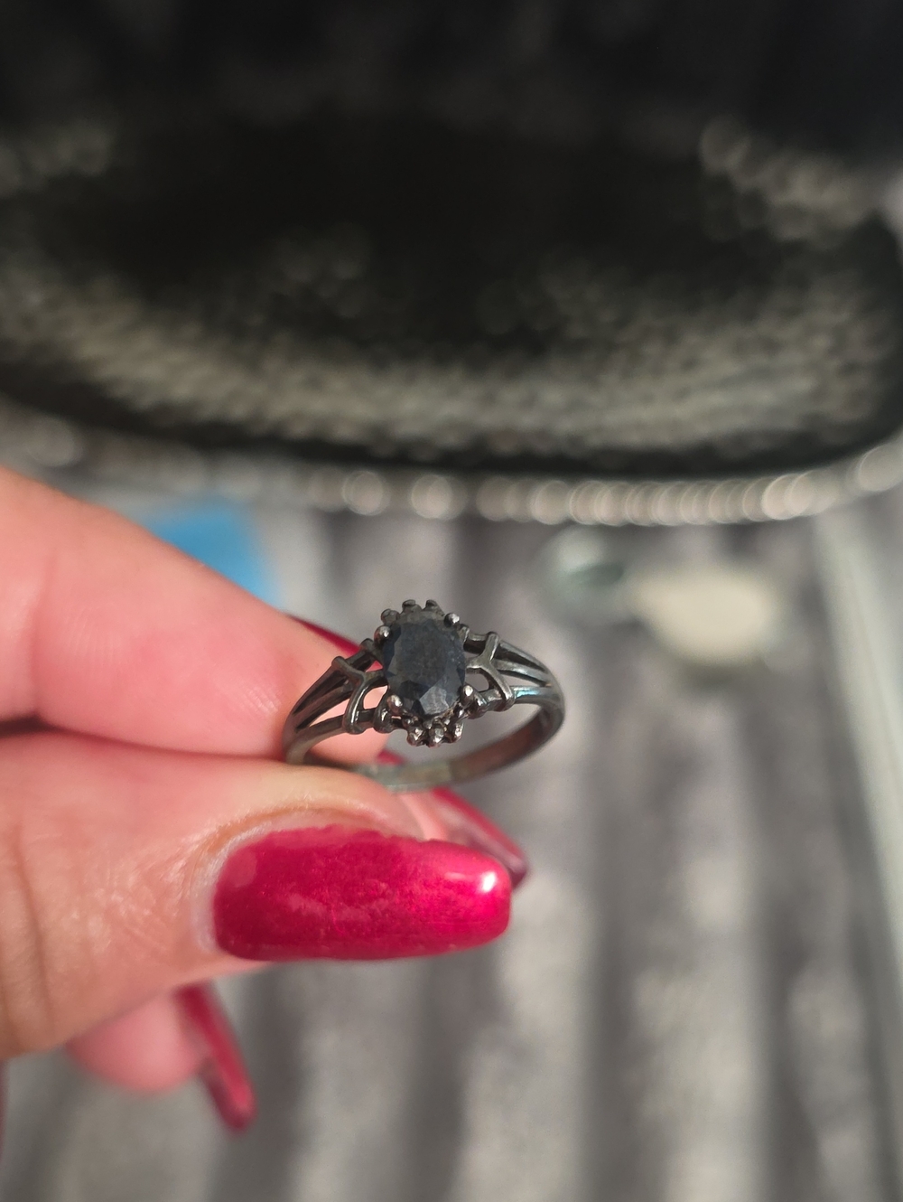 Black Stone Halo Ring - Women's Jewelry
